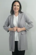 Shawl Collar Fake Pocket Lycra Max Long Jacket