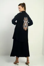 Women's Side Slit Tunic Shirt, Elastic Waist Pocketed Palazzo Pants, Embroidered Oversize 2-Piece Set