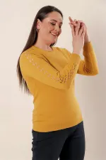 Kol Detaylı Büyük Beden Akrilik Kazak