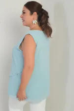 Kadın Üstü Şifon Kolsuz Büyük Beden Bluz