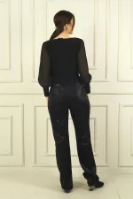 Pantalon en lycra à motif crocodile et taille élastique pour femme