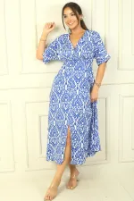 Patterned Wrap-Around Printed Viscose Dress