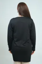 Gilet long grande taille pour femme, orné de boutons et de clous sur les manches
