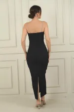 Robe en crêpe satinée brillante à bretelles pour femme