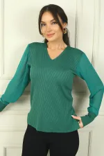 Pull sans manches en mousseline à col en V pour femme
