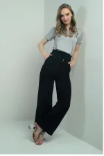 Kadın Müslin Palazzo Beli Lastikli Cepli Pantolon