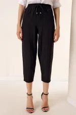 Keten Yıkamalı Beli Kuşaklı Cepli Balon Pantolon