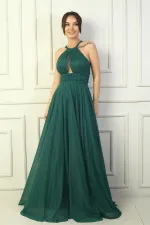 Robe de soirée longue à paillettes plissée et doublée pour femme