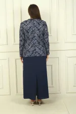 Robe longue à col perlé, ensemble deux pièces grande taille avec veste brodée de perles et de sequins, doublée.