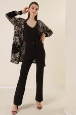 Kadın Yüksek Bel Toparlayıcı Çımalı Palazzo Pantolon