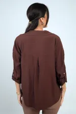 Chemise en lyocell à manches retroussables pour femme