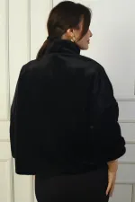 Kadın Taş Tokalı İçi Astarlı Kürk Ceket