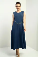 Women's Midi Dress with Chain Detail