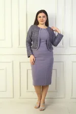 Women's Plus Size Crepe Dress with Lace Jacket Look and Lining