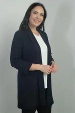 Shawl Collar Fake Pocket Lycra Max Long Jacket