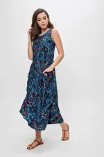 Ethnic Pattern Asymmetric Viscose Dress