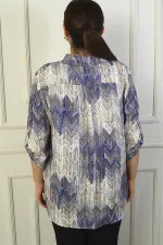 Kadın Kol Katlamalı Zigzag Büyük Beden Gömlek