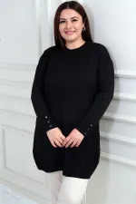 Tunique/blouse grande taille pour femme, à motif rose et détails de boutons sur les manches