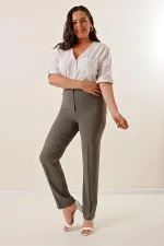 Pantalon large en crêpe importé avec côtés élastiqués