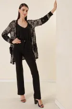 Kadın Yüksek Bel Toparlayıcı Çımalı Palazzo Pantolon