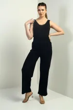 Women's Pleated Lycra Palazzo Pants with Velcro Pockets