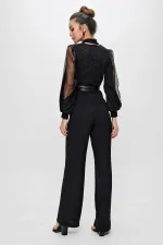 Simli Organze Kollu Tulum