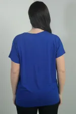 Blouse BB à imprimé pierre sur les épaules, col rond et manches chauve-souris pour femme