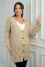 Gilet mercerisé décontracté à col en V et boutons pour femme