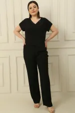 Pantalon grande taille avec taille élastique