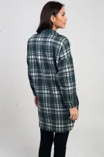 Chemise longue à carreaux pour femme avec fentes latérales