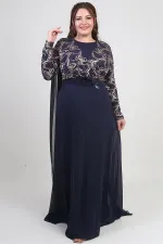 Kadın Kruvaze Yaka Görünümlü Pullu Astarlı Şifon Uzun B.B. Elbise