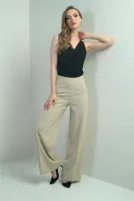 Pantalon palazzo taille haute en crêpe scuba pour femme