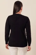 Pull en acrylique grande taille avec manches à col en V et fentes latérales