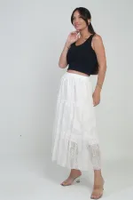 Kadın Beli Lastikli Astarlı Çiçekli Tül Etek