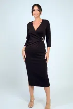 Robe midi portefeuille pour femme avec boucle et fente