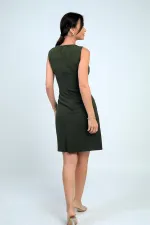 Kadın Kendinden Telalı Yan Düğmeli Kısa Elbise