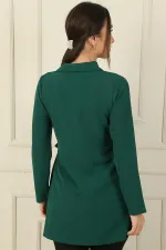 Devrik Yaka Beli Bağlamalı Krep Ceket