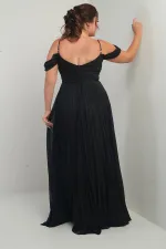 Women's Stone Embellished Strapless Neckline Strappy Off-Shoulder Glittery Long BB Dress