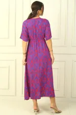 Patterned Double-Breasted Printed Viscose Dress