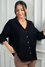 Kadın Kol Katlamalı Lyocell Gömlek