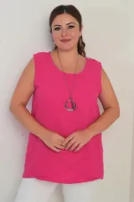 Kadın Üstü Şifon Kolsuz Büyük Beden Bluz