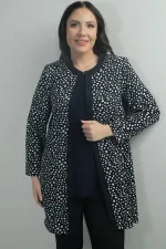 Leopard Print Plus Size Two-Piece Set with Collar Brooch