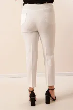 Pantalon grande taille avec taille élastique et tissu extensible
