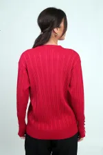 Chemisier à manches boutonnées pour femme, en maille côtelée