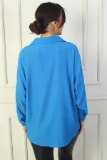 Women's Button-Front Long Sleeve Crepe Shirt