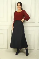 Jupe longue en satin pour femme avec taille élastique