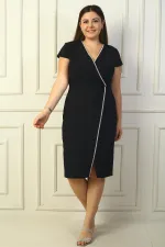 Women's Wrap Neck Half-Moon Sleeve Embellished Front Slit BB Dress