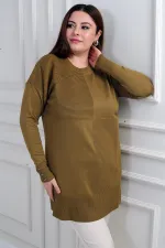Women's Plus Size Tunic Blouse with Button Detail on Sleeves