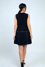 Kadın Ara Şeritli Kısa Krep Elbise