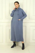 Kadın Yaka Fermuarlı Kapüşonlu Torba Cepli Rahat Kalıp Oysho Uzun  Elbise